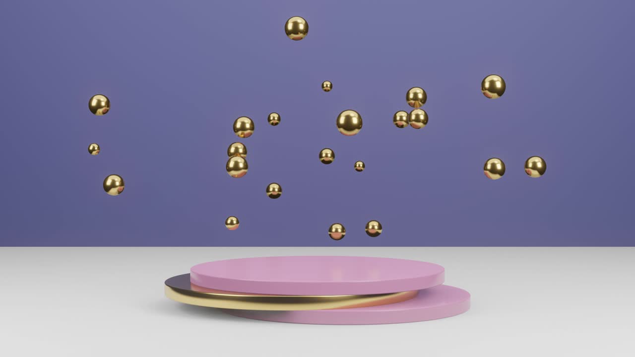 pedestales vacíos para la presentación de productos cosméticos. maqueta de vitrina en blanco con podio redondo en 3d. elementos geométricos simples en escena de modelado en 3d en un fondo muy peri violeta