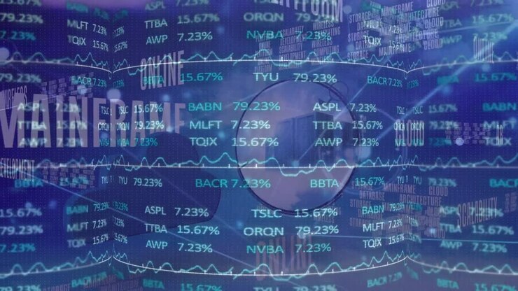 Animation of financial data processing over text