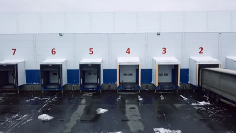 warehouse loading docks in winter