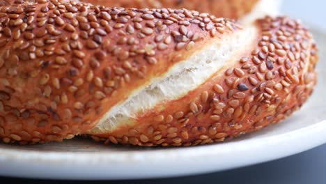 close-up of a turkish simit