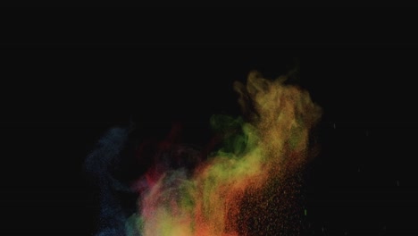 the splash of colorful particles. slow motion