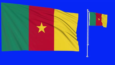 Greenscreen-Schwenkt-Kamerun-Flagge-Oder-Fahnenmast