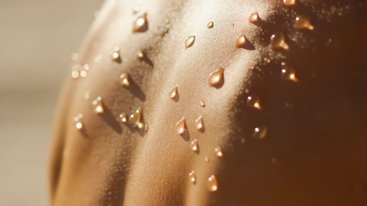 Close-up of Water Droplets on Human Skin
