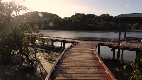 26 feb 2023 - gold coast, queensland, australia: view along beree badalla reserve and currumbin creek at sunrise