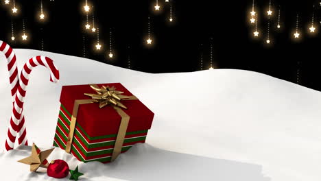 animación de estrellas que caen sobre la navidad presente en el paisaje de invierno