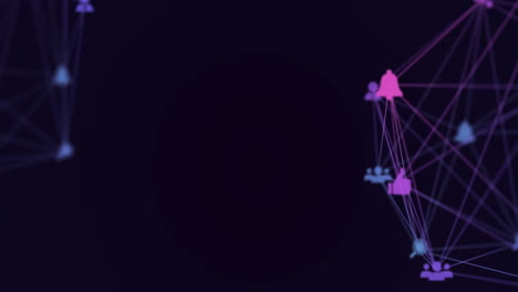 animación de dos globos de iconos digitales que giran contra un fondo púrpura.