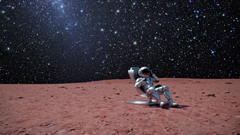 astronaut relaxing on mars