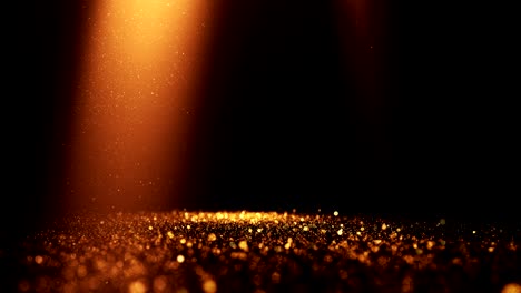 golden particles glitter in slow motion video