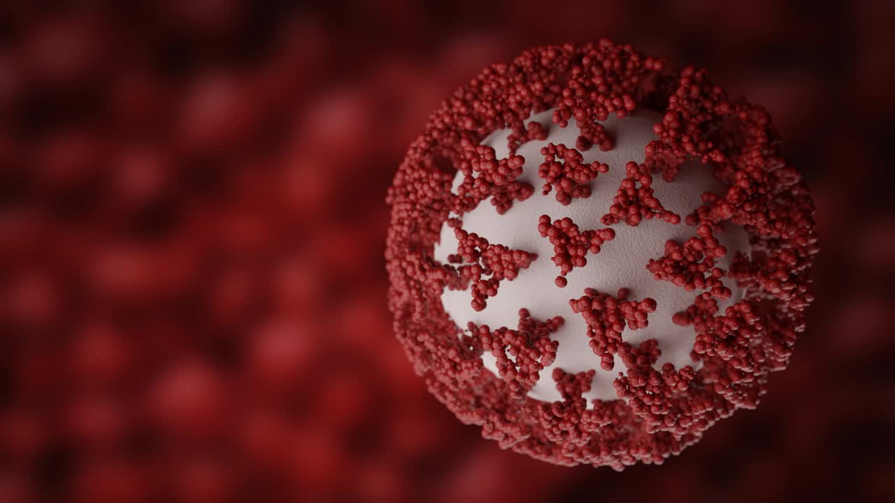 Coronavirus cell spinning. Loopable video