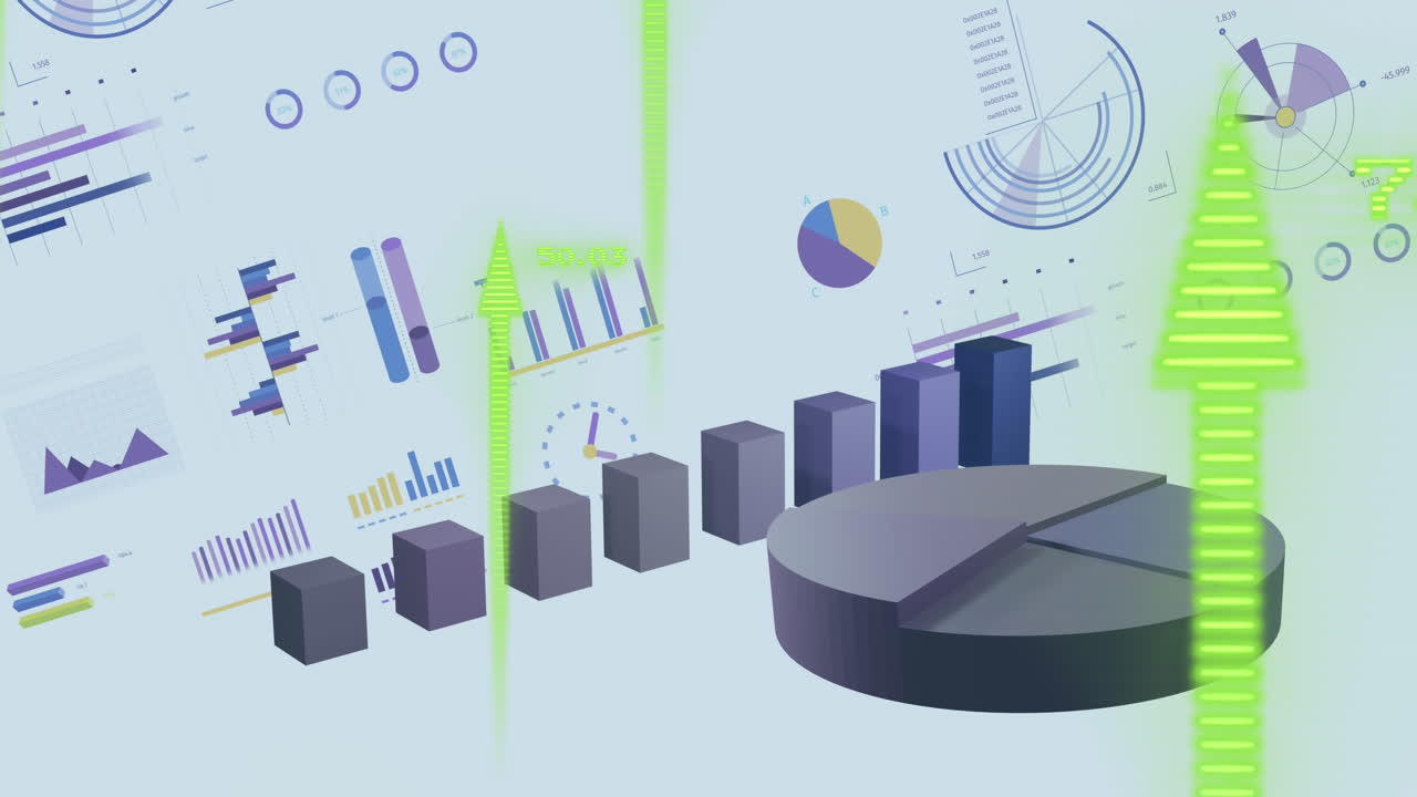 Animation of financial data processing and statistics