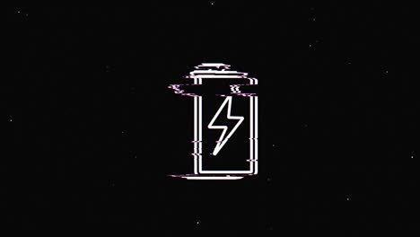 line battery hud holographic symbol on digital old tv screen seamless loop glitch animation. hearts. dynamic retro and joyful. colorful and vintage video footage.