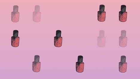 Animation-of-nail-polish-repeated-on-pink-background