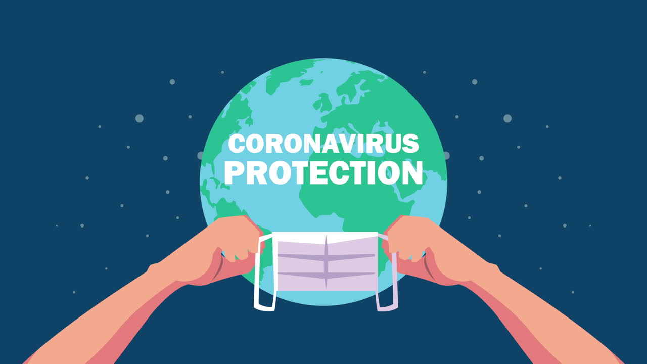 earth planet with face mask for covid19