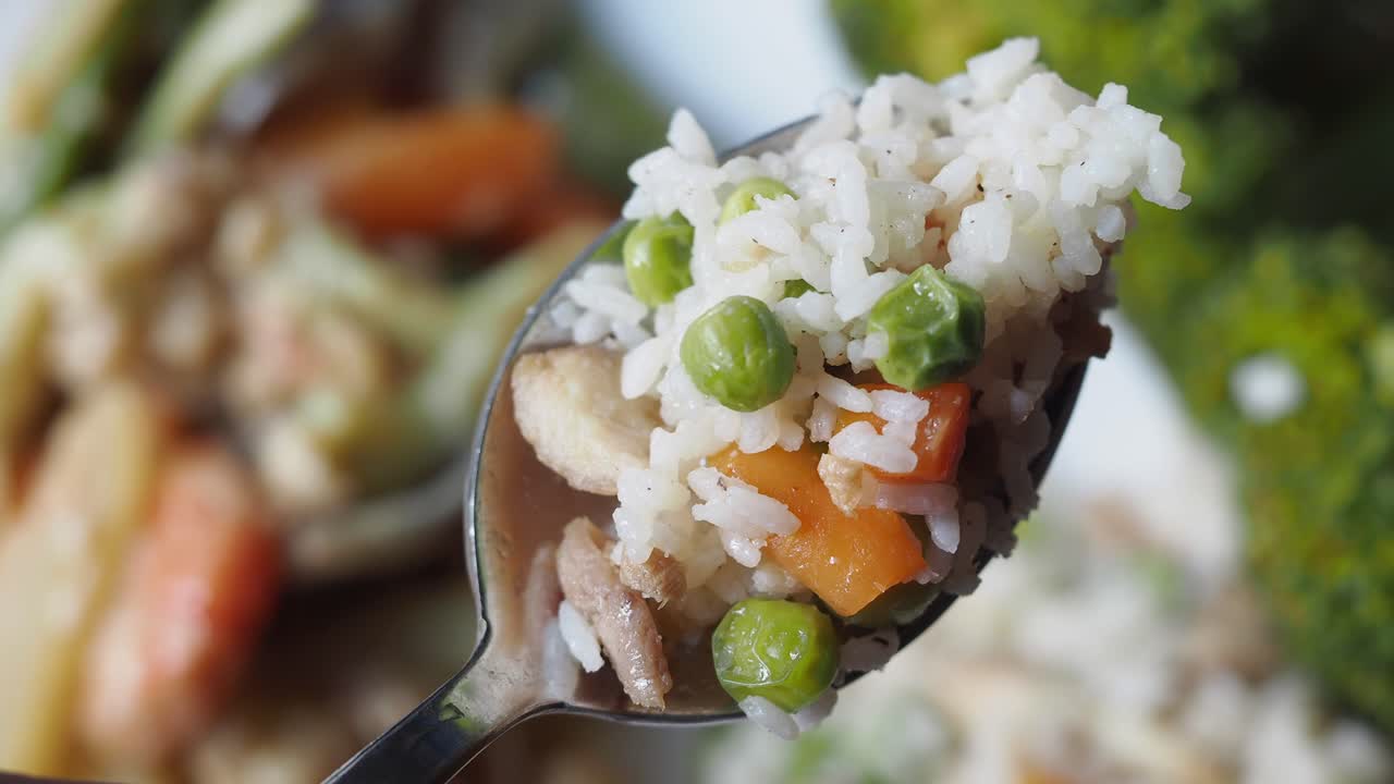 Spoonful of Rice and Vegetables
