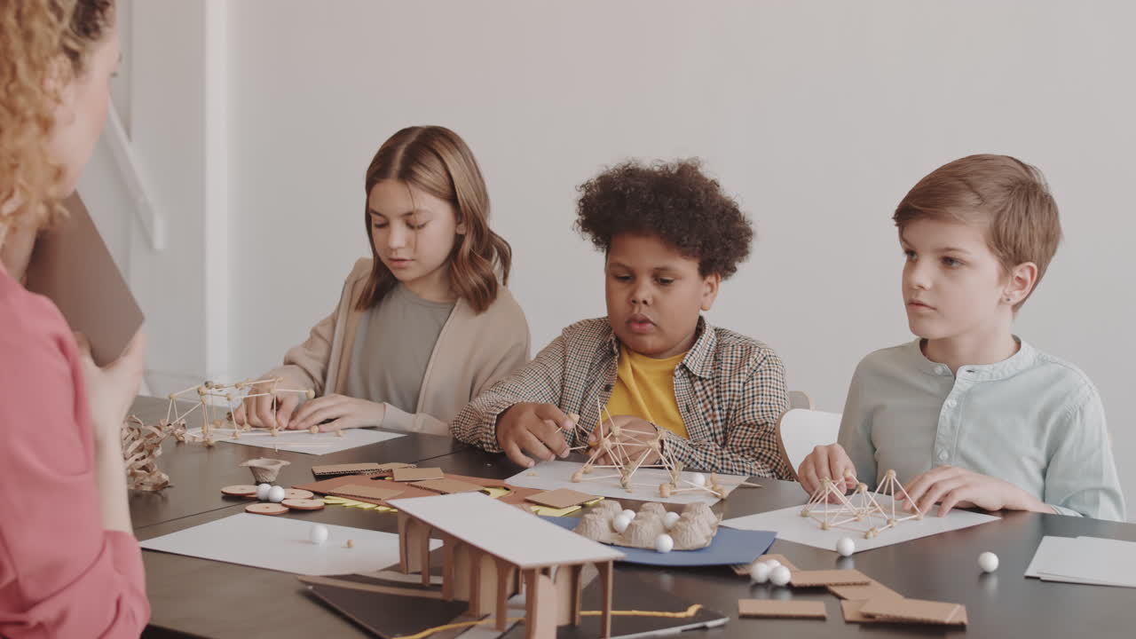 Children Learning Making Crafts