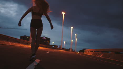 Freedom,-dance-and-woman-dancing-in-the-road