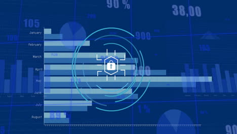 Animation of financial data processing over dark background
