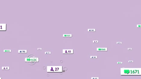 animation of social media data processing over purple background