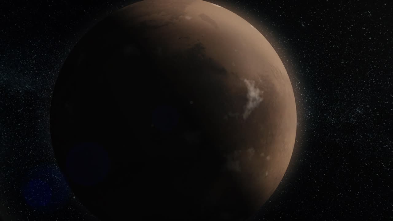 A close-up view of Mars in space