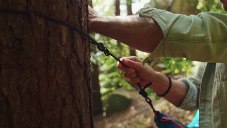 man during hiking trip or camping