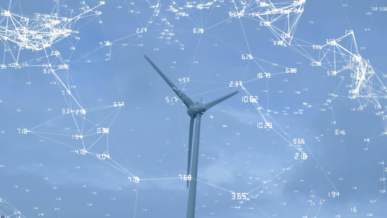 풍력 터빈과 숫자를 가진 비대칭 라인