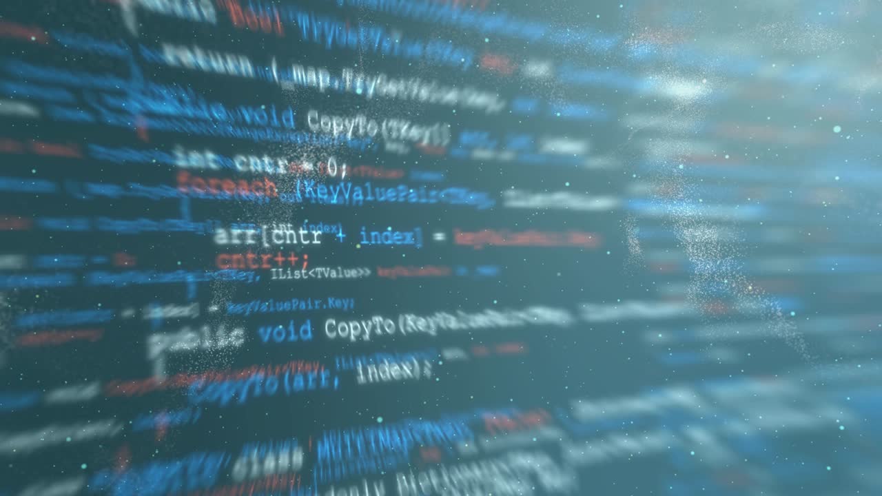 animación abstracta del código fuente de programación. bucle sin costuras 4k gráfico de movimiento.