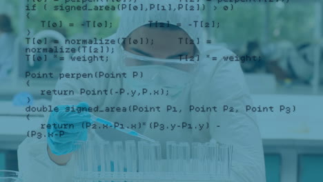 Animación-Del-Procesamiento-De-Datos-Contra-Una-Científica-Que-Trabaja-En-El-Laboratorio