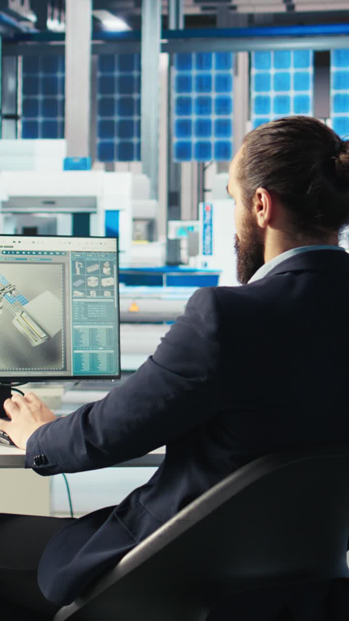 Vertical Video Photovoltaics Factory Administrator Tracking Green Renewable Energy Production