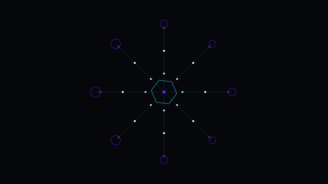 Animazione di Rete Geometrica Astratta con Nodi Pulsanti