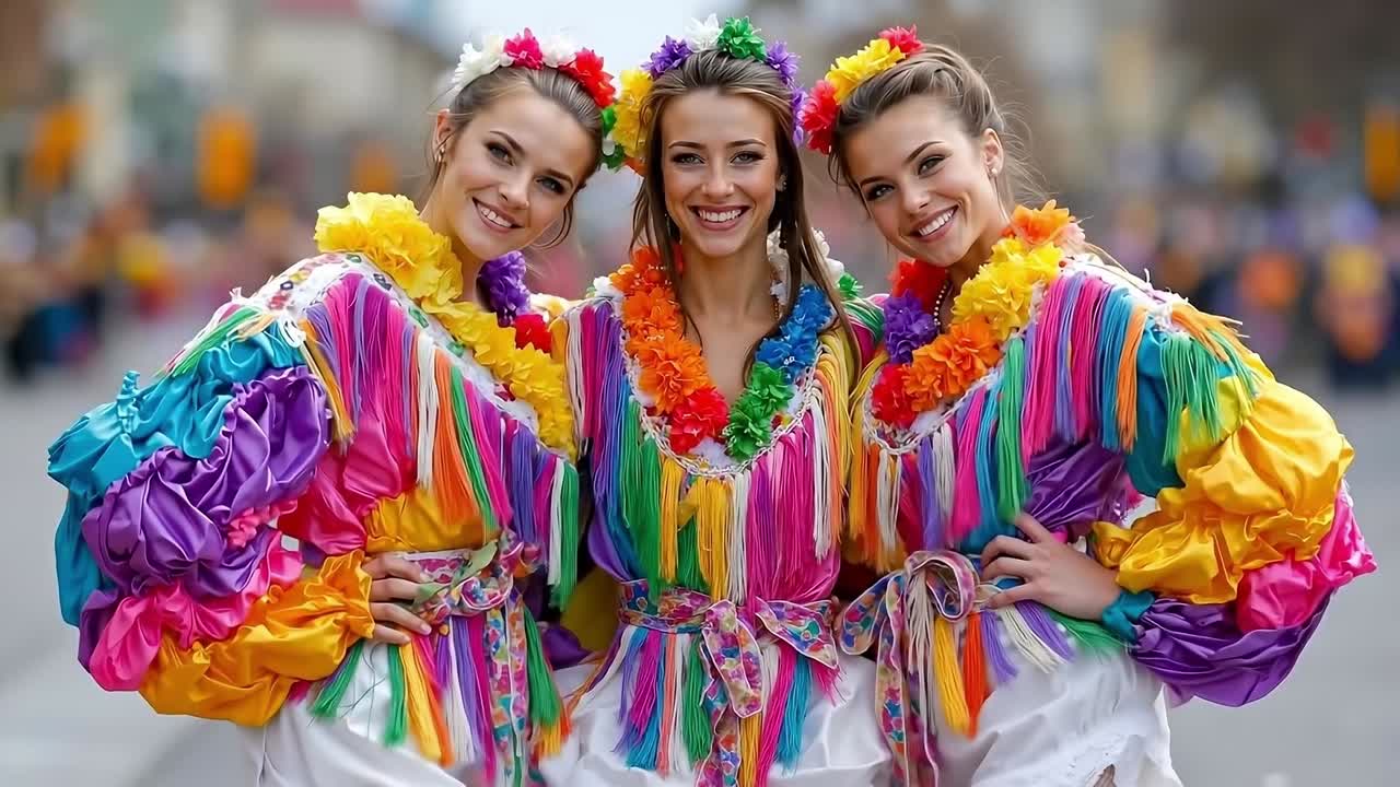 Three women in colorful dresses posing for a photo