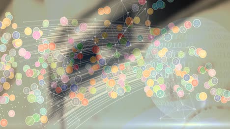 Animation-of-networks-of-connections-with-digital-icons-over-blurred-background