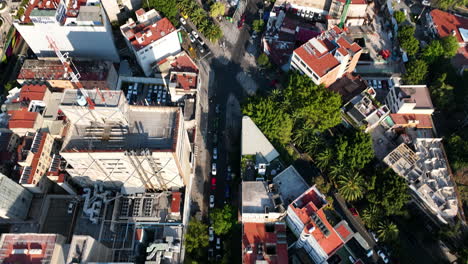 drone aéreo de la ciudad de méxico en la hora mágica, inclinarse hacia abajo