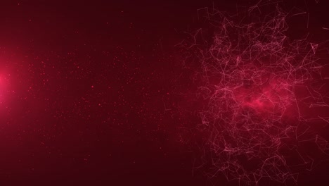 esfera abstracta de plexo conectado. fondo rojo geométrico con líneas móviles, puntos y triángulos. fondo de ciencia y tecnología con partículas estelares en el cielo y el espacio.