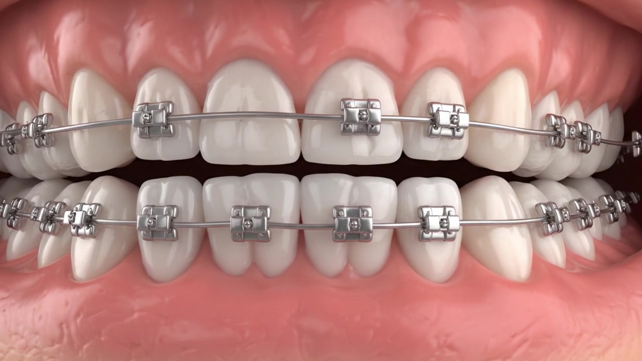 Close-Up of Teeth with Braces: An Insight into Orthodontic Treatment - Discover the Mechanism Behind Braces and Their Role in Achieving a Beautiful Smile.