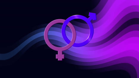 animación de símbolos masculinos y femeninos con formas sobre fondo negro