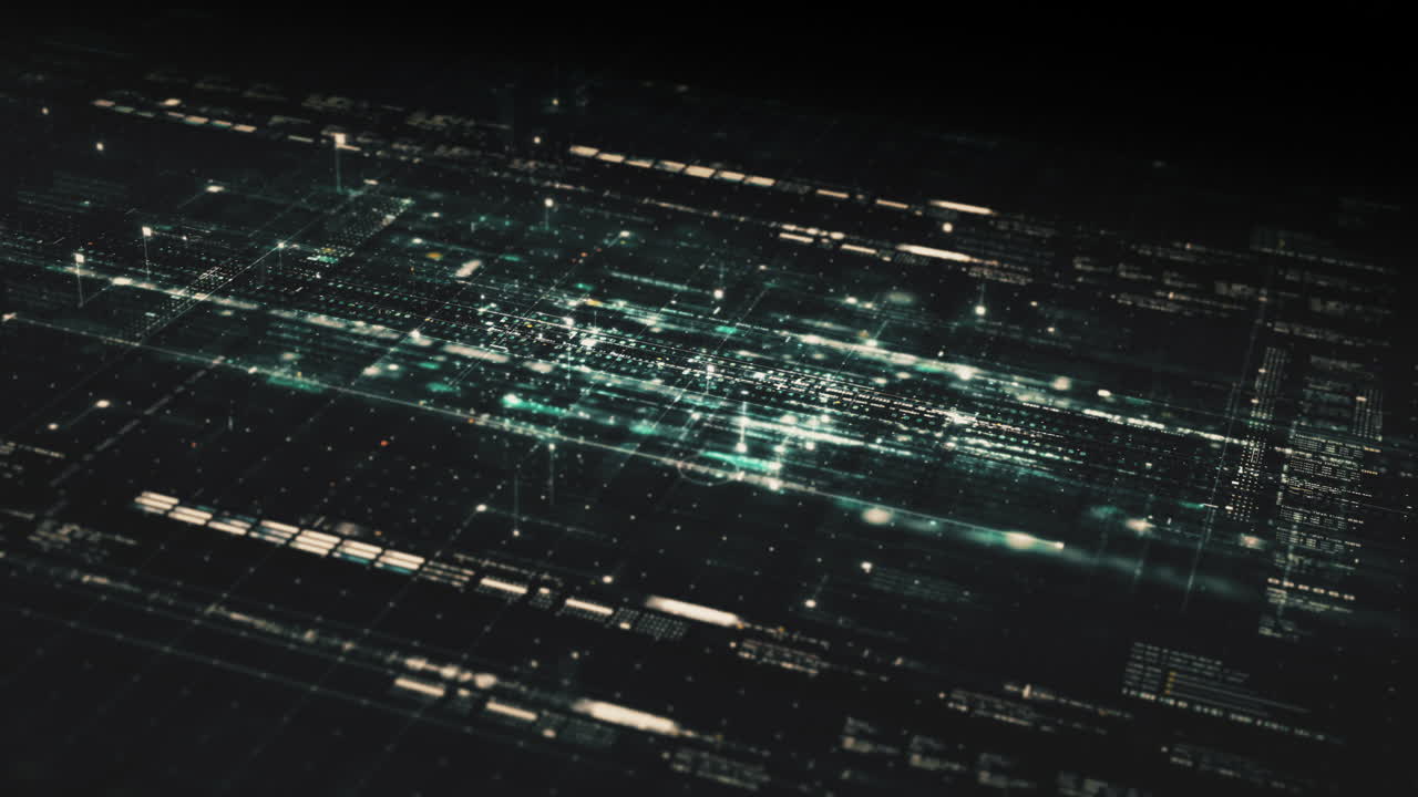 Advanced data matrix simulation UI with cutting-edge digital environment with a dynamic and immersive display of interconnected data matrix information networks systems background