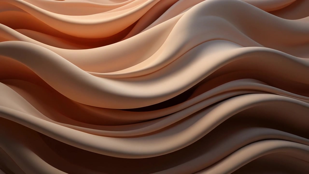 Abstract Flowing Beige Fabric Waves in Soft Lighting