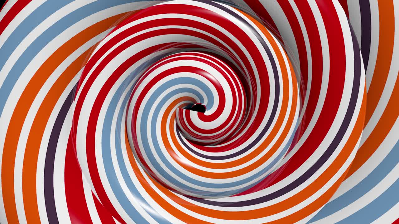 무지개 줄무로 된 사탕 회전 루프.