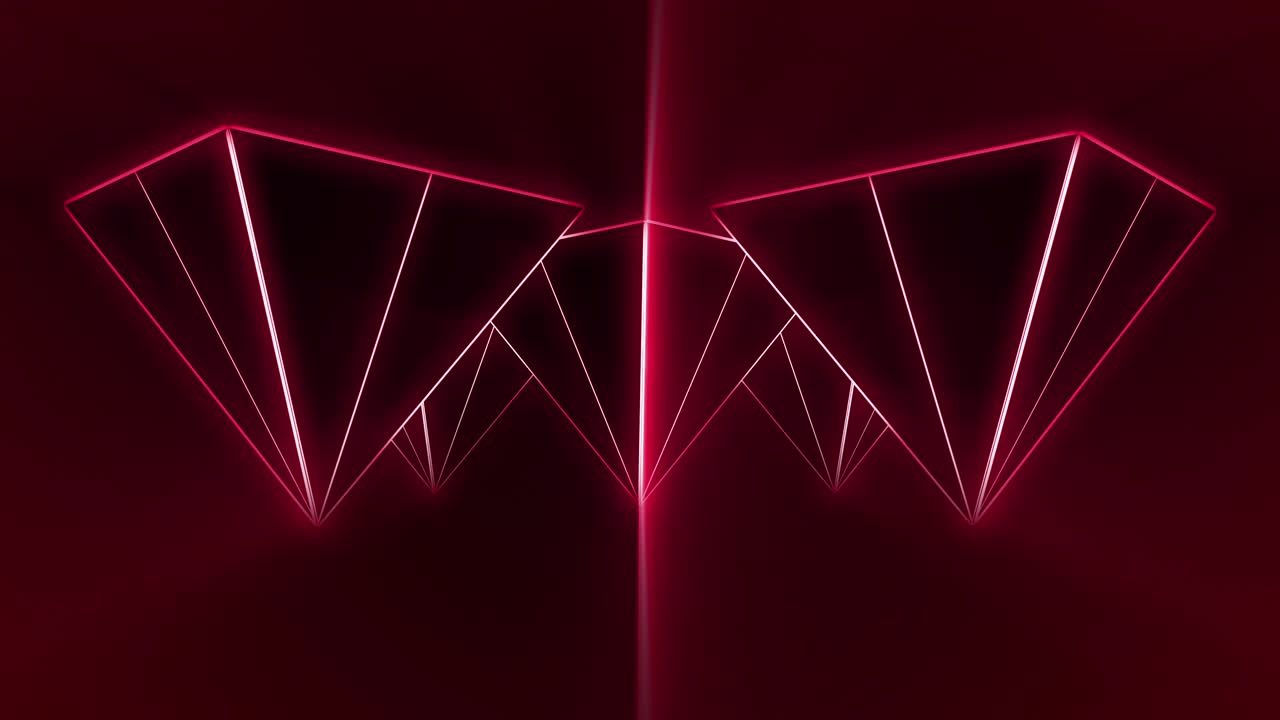 Dynamic Abstract Animation of Red Neon Triangles