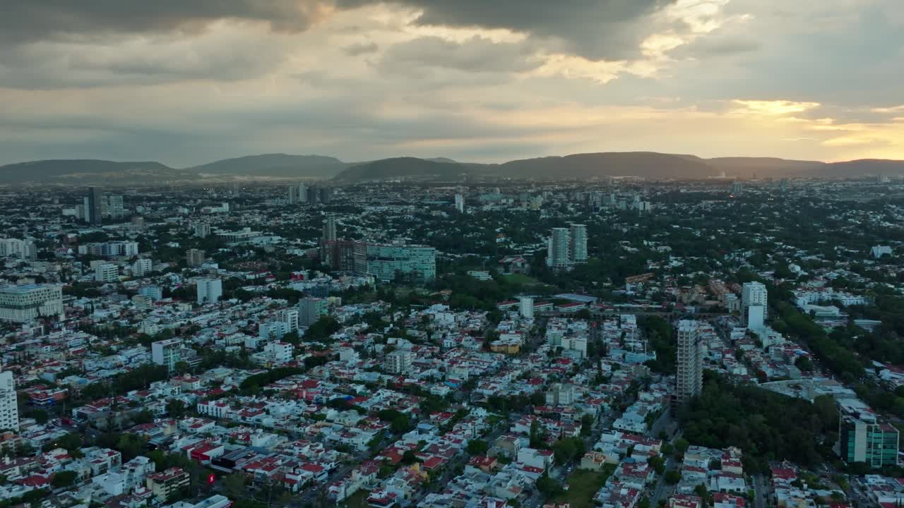 Aerial View of Mexico City at Sunset
