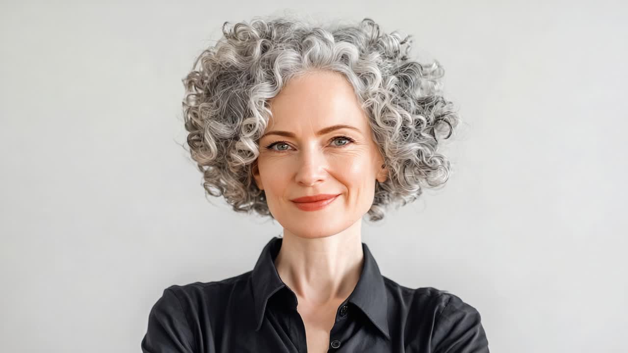 A Radiant Transformation: Embracing Change and Confidence Through Two Distinct Moments Captured in the Life of an Inspiring Woman with Curly Gray Hair