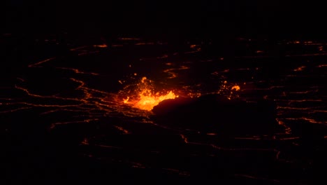 lava fountain in kilauea crater in 2022 at night