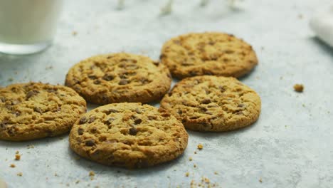 chocolate chip cookies in closeup