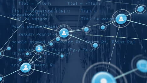 Animation-of-network-of-connections-with-icons-and-data-processing-over-computer-servers