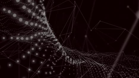 digitally generated video of glowing spots and network of connection moving against black background