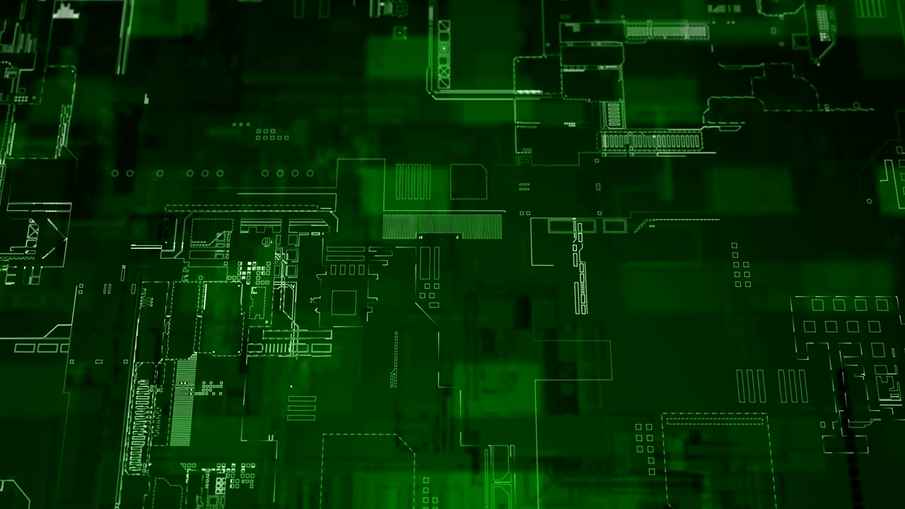 Green diagram of electronic circuit boards, looped background