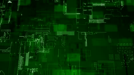 green diagram of electronic circuit boards, looped background