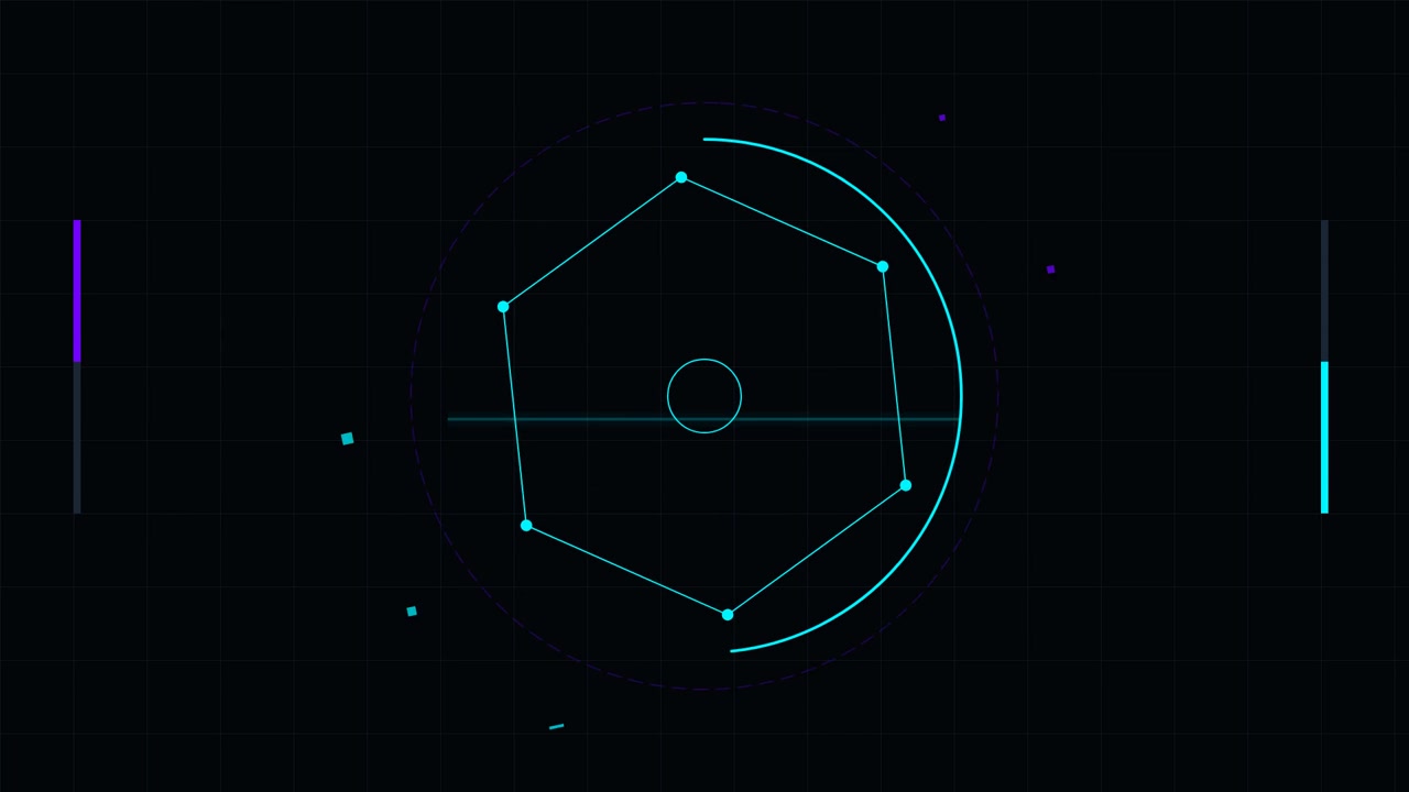 Abstract Digital Hexagon Animation with Rotating Geometric Elements