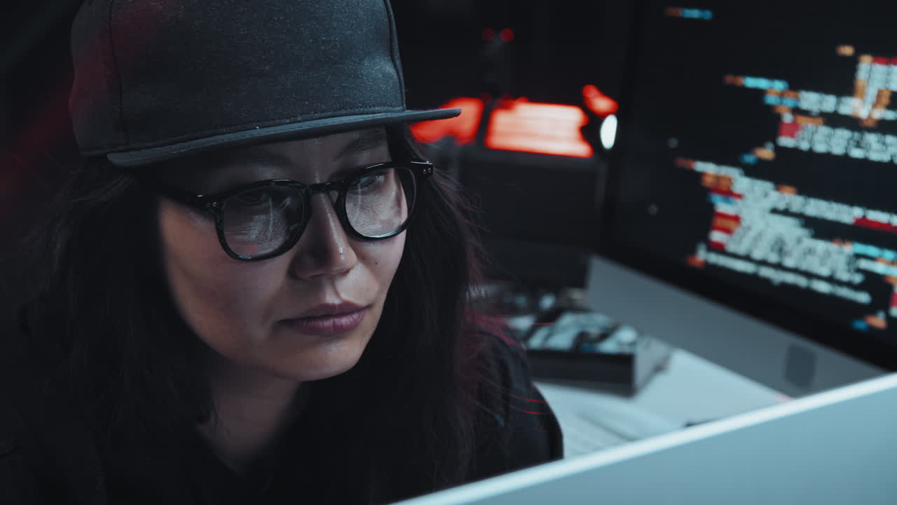 Female Programmer Coding on Computer