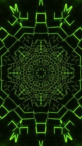 green and black abstract background with circular design. kaleidoscope vj loop vertical